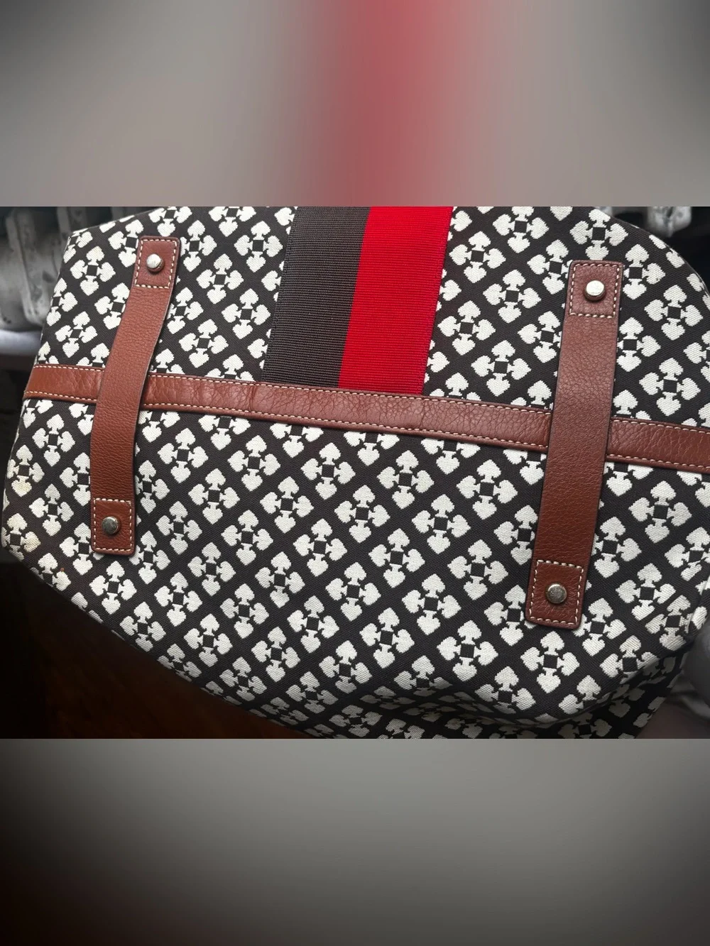 Kate Spade New York Spade Print Weekender Travel Tote Overnight Bag Crossbody